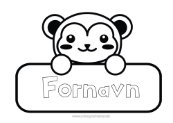 Farvelægningssiden tilpasning Kawaii Dyr Abe Afrikanske vilde dyr Etikette