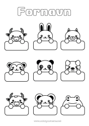 Farvelægningssiden tilpasning Kawaii Dyr Etikette