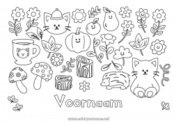 Gratis tekening Pompoen Kat Egel Herfst Mok Paddestoel Drankje Symbolen Honden en katten Bosdieren