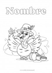 Dibujo libre Thanksgiving Turquía Otoño Hojas Animales de granja