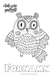 Gratis färgläggning Lugn och zen Sjuk Mandala Uggla, Hök Djur Fåglar och flygande däggdjur