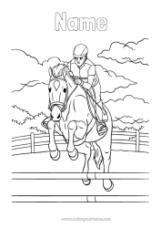 Free colouring Sport Horse Animal Farm animals Other sports Horse riding