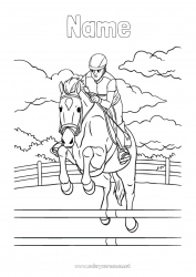 Coloring to customize Sport Horse Animal Farm animals Other sports Horse riding
