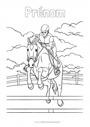 Coloriage à personnaliser Cheval Animal Animaux de la ferme Autres sports équitation