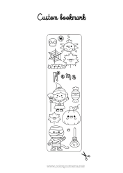 Colorazione gratuita Halloween Kawaii Autunno Segnalibro