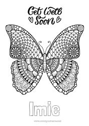 Kolorowanka za darmo Spokojny i zen Chory Mandala Motyl Zwierzę Owady