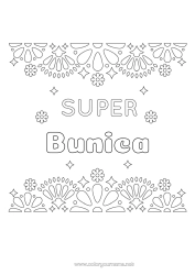 Pagină de colorat gratuită Prieten, Prietena Bunica Broderie mexicană