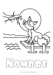 Colorear para personalizar Lobo Animales Luna Animales del bosque