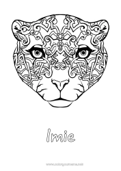 Kolorowanka za darmo Zwierzę Zentangle Dzikie zwierzęta Afryki Pantera