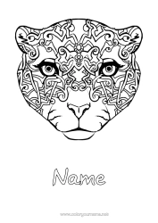Free colouring Animal Zentangle Wild animals of Africa Panther