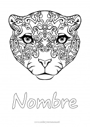 Colorear gratis Zentangle Animales salvajes de África Pantera