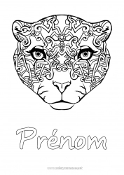 Dessin gratuit Animal Zentangle Animaux sauvages d'Afrique Panthère