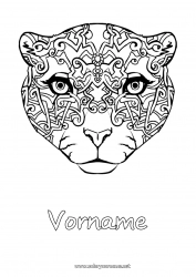 Kostenlose Malvorlage Zentangle Wilde Tiere Afrikas Panther