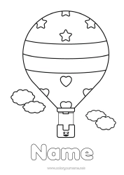 Free colouring Vehicles Hot air balloon Easy colouring pages Aerial vehicles