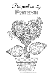 Gratis farvelægning Blomster Rolig og zen Syg Hjerte Mandala Komplekse farvelægninger
