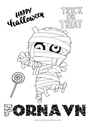 Farvelægningssiden tilpasning Monster Mumie Slik eller ballade? Halloween Tilmelding 