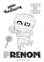 Dessin gratuit Monstre Momie Un bonbon ou un sort ? Halloween Inscription "halloween"