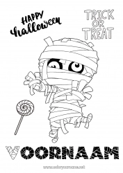 Gratis tekening Monster Mummie Snoep of een spreuk? Halloween Inscriptie 'halloween'