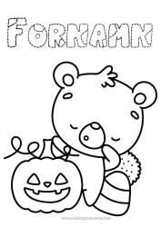 Gratis färgläggning Pumpa Björn Söt Halloween Lätta målarbilder Skogens djur