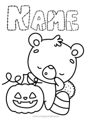 Free colouring Pumpkin Bear Cute Halloween Easy colouring pages Forest animals
