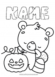 Free coloring Pumpkin Bear Cute Halloween Easy coloring pages Forest animals