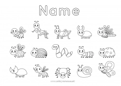 Free drawing Animal Bee Wasp Snail Ladybug Ant Insects Dragonfly