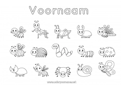 Kleurplaat aanpassen Dier Bij Wesp Slak Lieveheersbeestje Mier Insecten Libelle