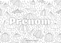 Coloriage gratuit Automne Parapluie Nom décoré Coloriages complexes Pluie Fond décoratif