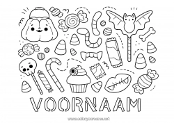 Gratis tekening Snoepjes Snoep of een spreuk? Halloween Kawaii Lekkernijen, zoetigheden Cupcake