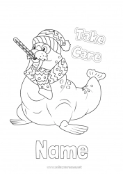 Free coloring Sick Marine or aquatic animals Walrus