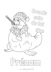 Coloriage gratuit Malade Animaux marins ou aquatique Morse