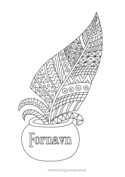 Gratis farvelægning Zentangle Fjer