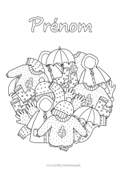 Coloriage gratuit Mandala Automne Parapluie Pull over