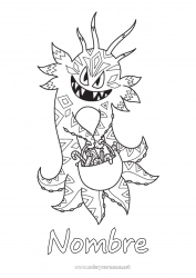 Colorear gratis Monstruo Truco o trato Halloween Golosinas Chupeta