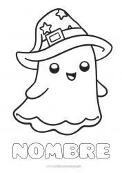 Colorear para personalizar Fantasma Kawaii Sombrero Dibujos fáciles para colorear