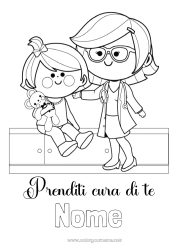 Disegno gratuito Malato Ragazza Giochi e giocattoli Dottore medico Professioni sanitarie Peluche