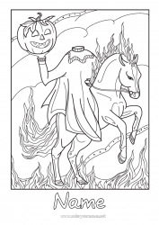 Free coloring Pumpkin Halloween Horse Jack O'Lantern Farm animals