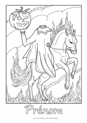 Coloriage gratuit Citrouille Halloween Cheval Jack O'Lantern Animaux de la ferme