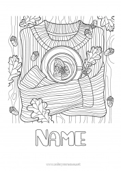 Free coloring Autumn Tea Drinks Complex coloring pages Sweater