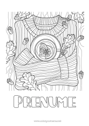 Pagină de colorat personalizată Toamnă Ceai Băutură Desene de colorat complexe Pulover