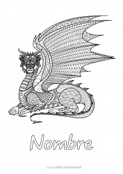 Colorear gratis Dragón Dibujos complejos para colorear Zentangle Dragones, unicornios y animales fantásticos