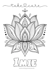 Kolorowanka za darmo Kwiaty Spokojny i zen Chory Mandala