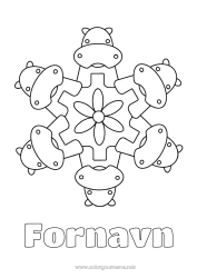 Gratis fargelegging Mandala Hippopotamus Dyr Afrikanske villdyr