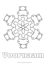 Gratis tekening Mandala Hippo Dier Wilde dieren van Afrika