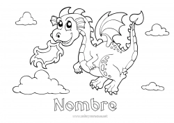 Colorear gratis Dragón Animales Cuento de hadas Dragones, unicornios y animales fantásticos Fuego