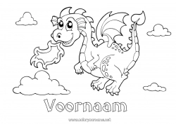 Gratis tekening Draak Dier Sprookje Draken, eenhoorns en fantastische dieren Vuur