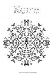 Colorazione gratuita Elfo di Natale Mandala Natale