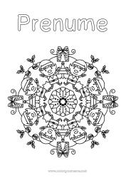 Pagină de colorat personalizată Moșneguții de Crăciun Mandala Crăciun
