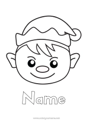 Free colouring Christmas Elves Elf colouring pages Easy colouring pages