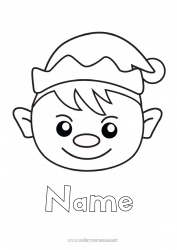 Free drawing Christmas elves Elves coloring pages Easy coloring pages